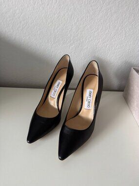 Jimmy Choo Kid Leather Romy 100 Pump Heel Black